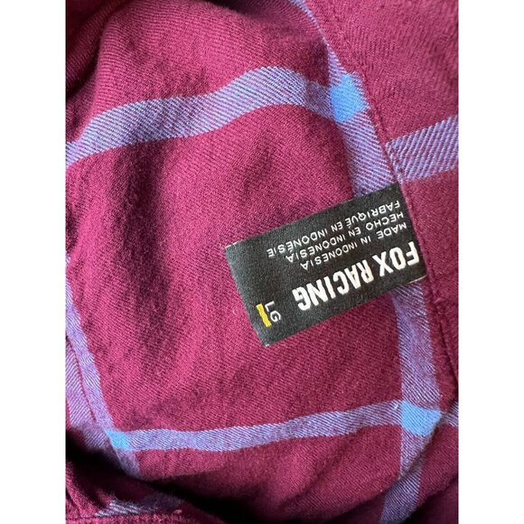 Fox Racing Flannel Plaid Button Front Shirt size Large womens Moto Western - Picture 3 of 11